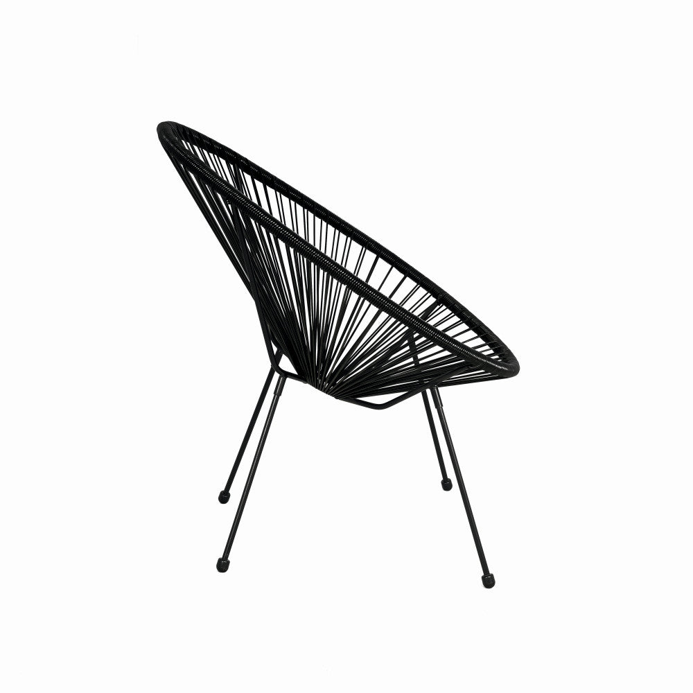 Scaun terasa MESTERINO JFC038 72x74x86 cm, structura din otel, sezut din ratan, culoare neagra