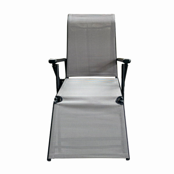 Sezlong pliabil de gradina din otel KLUGMEISTER KJF3792, pliabil, dimensiuni 165x48x115 cm, culoare gri