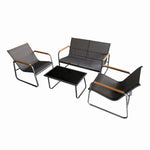 Set mobilier terasa/gradina KLUGMEISTER KJF5226, doua fotolii + canapea + masuta sticla, culoare neagra