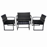Set mobilier terasa/gradina tip ratan KLUGMEISTER KJF4965, canapea + doua fotolii + masuta din sticla securizata, culoare gri