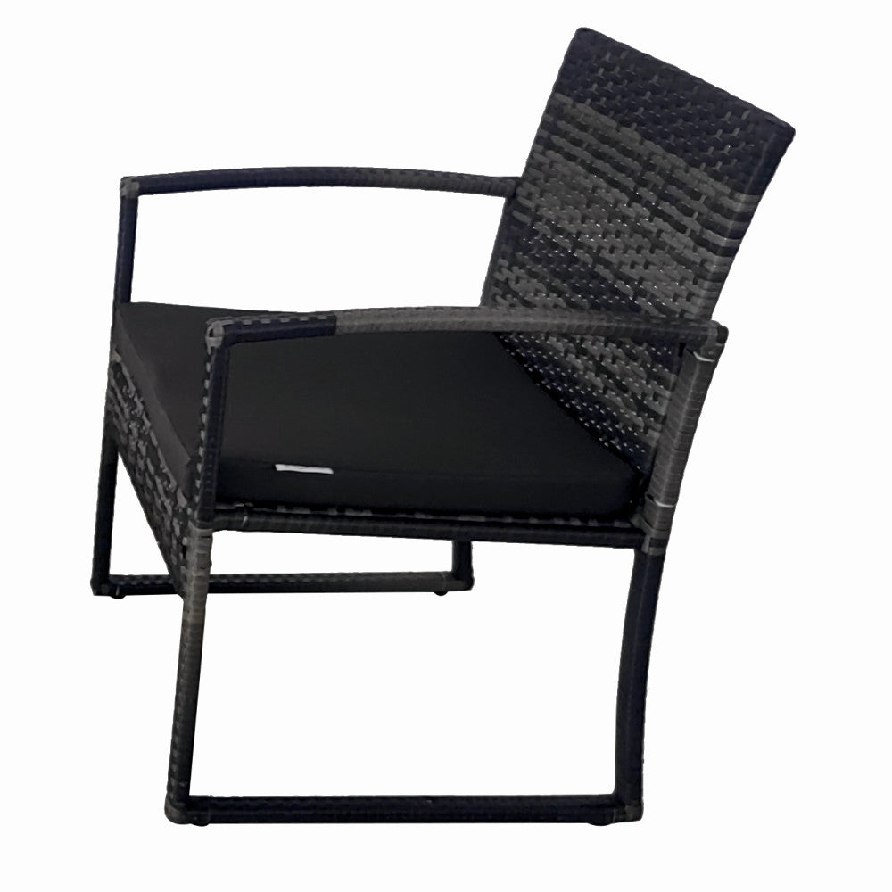Set mobilier terasa/gradina tip ratan KLUGMEISTER KJF4965, canapea + doua fotolii + masuta din sticla securizata, culoare gri