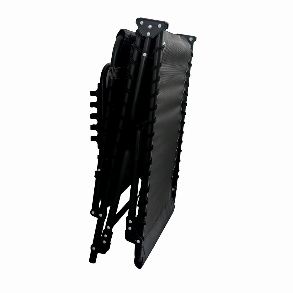 Sezlong pliabil din otel 189x59x34 cm din otel si fir textilene MESTERINO KJF3797, culoare neagra
