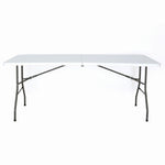 Masa pliabila 4 persoane din otel si HDPE, 180x70x74 cm, culoare alba