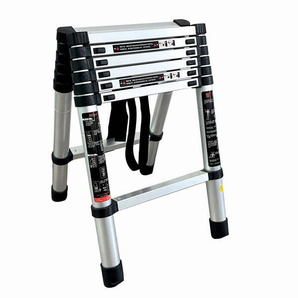 Scara telescopica din aluminiu dubla MESTERINO TOOLS JL-101-2X2.0, 2+2 metri, 2x7 trepte, greutate maxima 150 kg