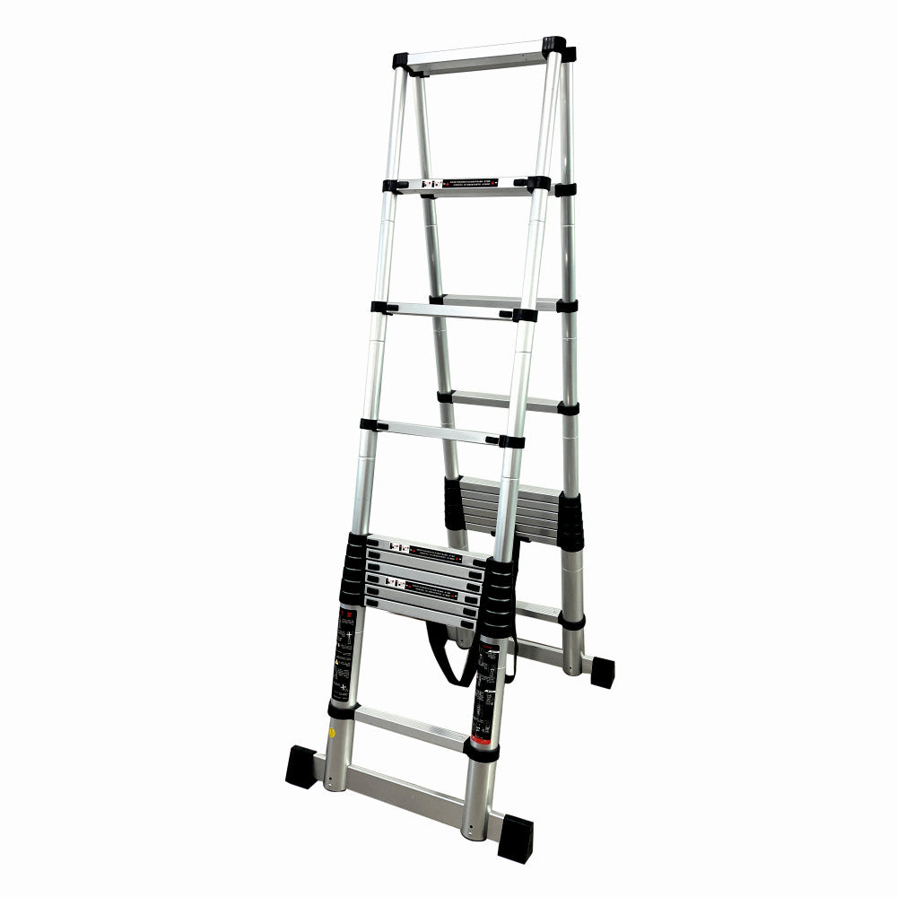 Scara telescopica din aluminiu dubla MESTERINO TOOLS JL-101-2X3.2, 3.2+3.2 metri, 2x11 trepte, greutate maxima 150 kg