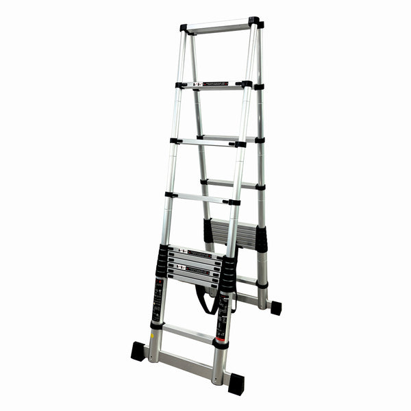 Scara telescopica din aluminiu dubla MESTERINO TOOLS JL-101-2X3.2, 3.2+3.2 metri, 2x11 trepte, greutate maxima 150 kg