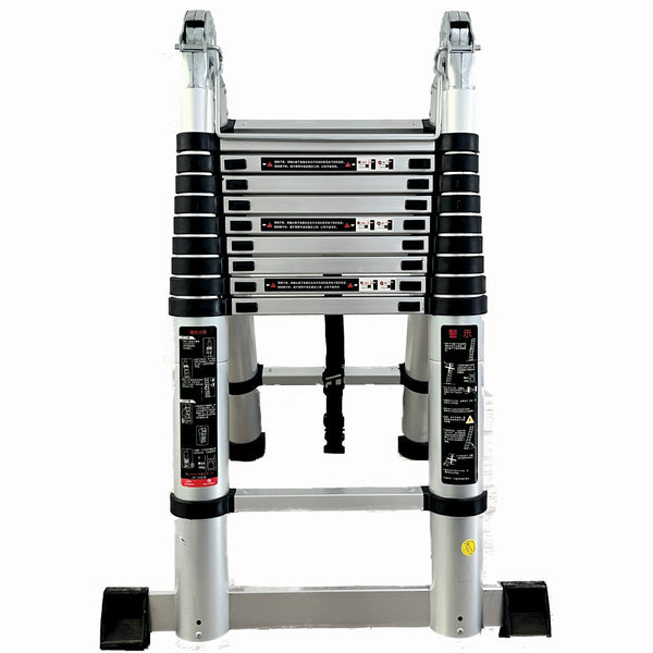 Scara telescopica din aluminiu cu balama MESTERINO TOOLS JL-102-2X3.1, 3.1+3.1 metri, 2x10 trepte, greutate maxima 150 kg