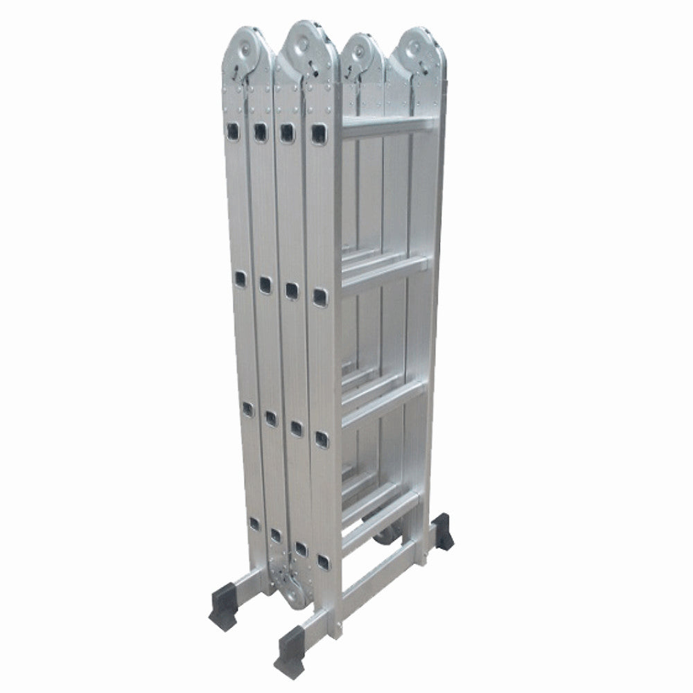 Scara multifunctionala din aluminiu cu balama MESTERINO TOOLS JL-201-4X4, 4.7 metri, 4x4 trepte, greutate maxima 150 kg