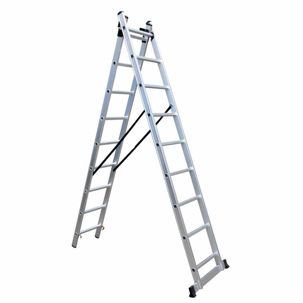 Scara combinata din aluminiu MESTERINO TOOLS JL-206-2X9, 4.3 metri, 2x9 trepte, greutate maxima 115 kg