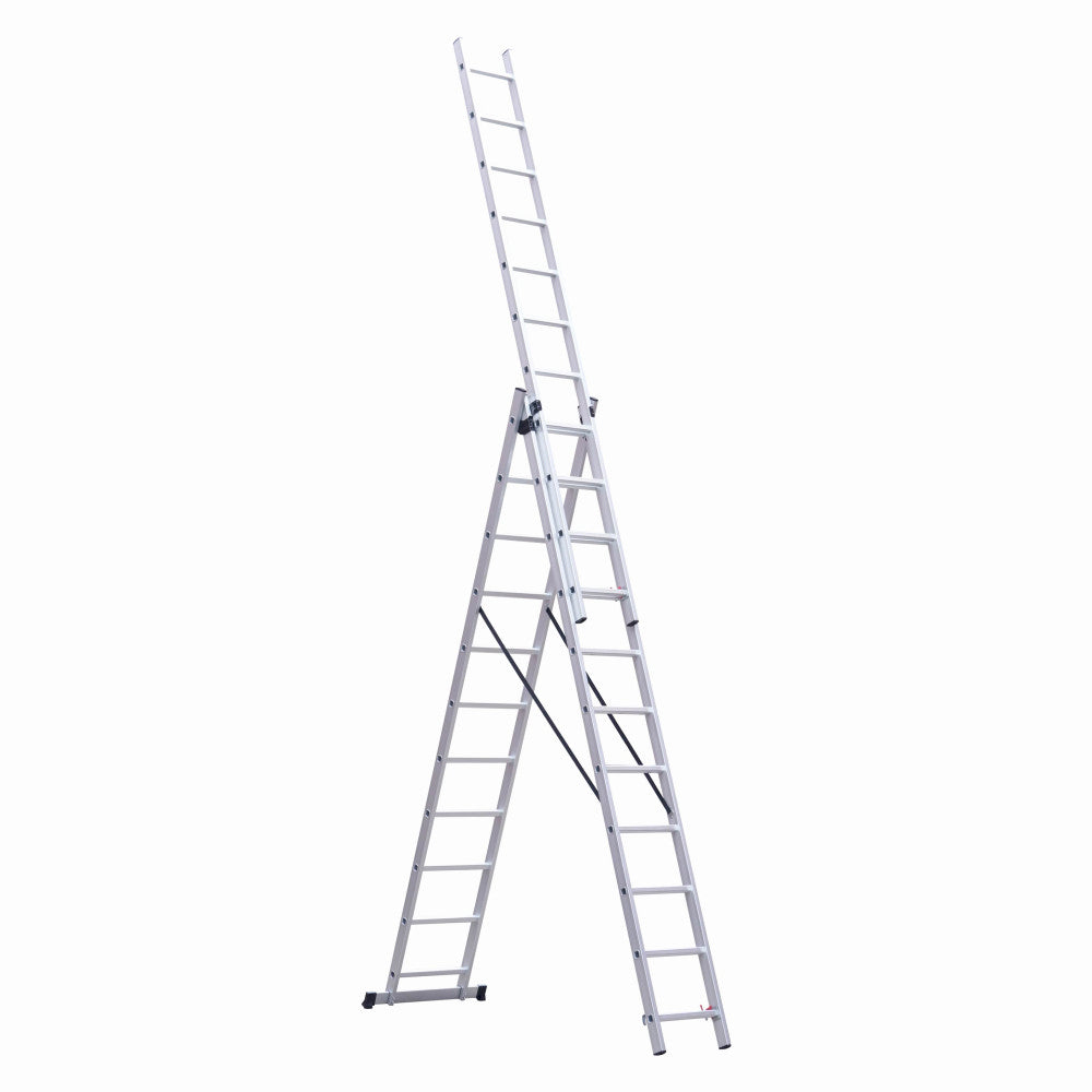 Scara combinata din aluminiu MESTERINO TOOLS JL-207-3X11, 7.6 metri, 3x11 trepte, greutate maxima 115 kg