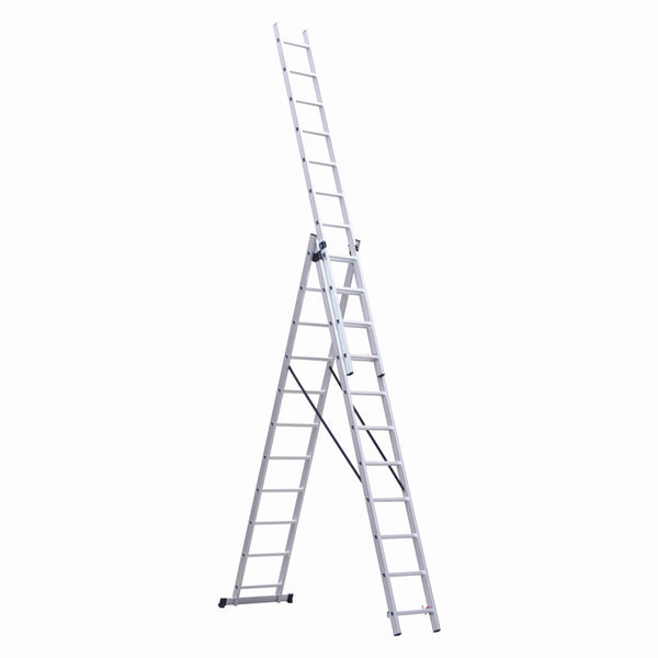 Scara combinata din aluminiu MESTERINO TOOLS JL-207-3X11, 7.6 metri, 3x11 trepte, greutate maxima 115 kg