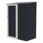 Casuta / magazie de gradina premium metalica, MESTERINO Joy-A, Gri/Bej, dimensiuni 143x89x186 cm, cu usa cu balama si baza metalica