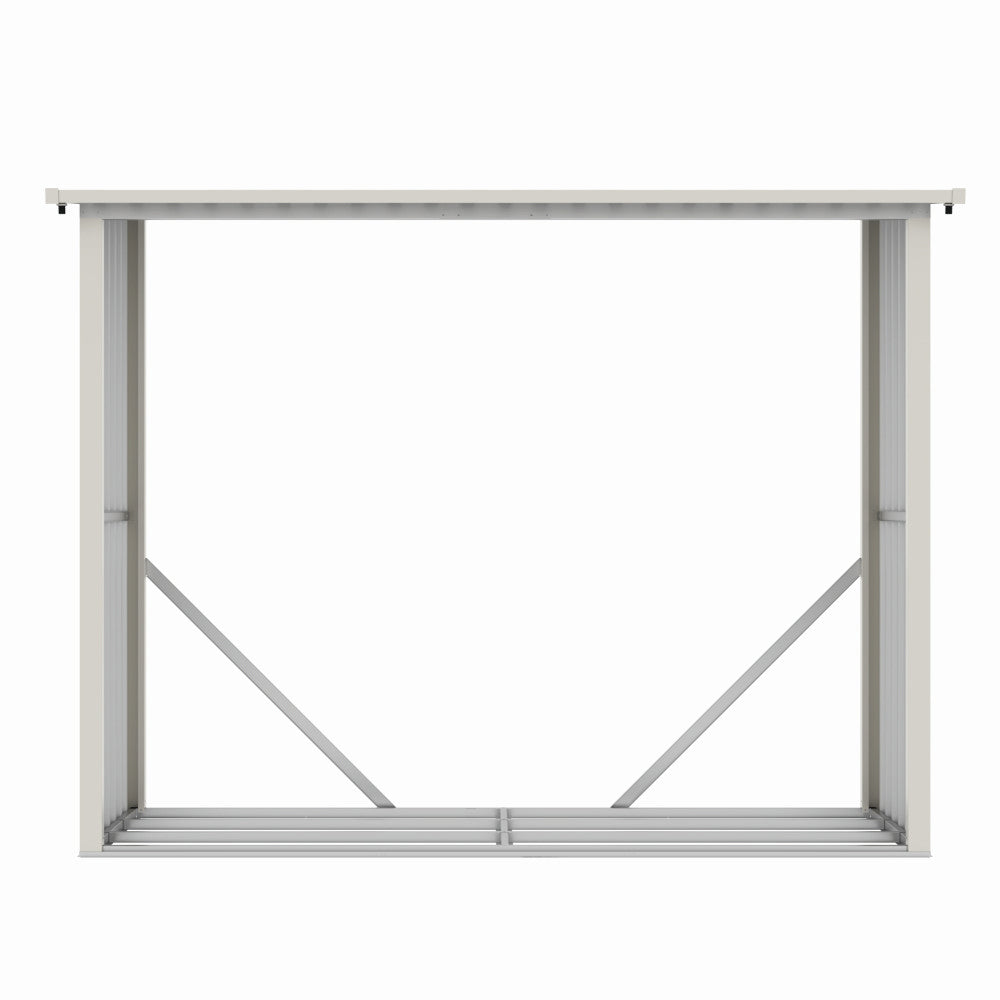 Magazie de lemne, pentru depozitare ideala, din metal zincat vopsit MESTERINO WA-B, Gri/Bej, dimensiuni 242x89x190 cm