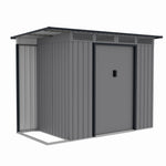 Casuta / magazie de gradina premium metalica, MESTERINO Chester-A, Gri/Bej, dimensiuni 257x142x184 cm, cu usi culisante si baza metalica