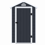 Casuta / magazie de gradina premium, panel plastic si ranforsare metal, MESTERINO AVE-B, Gri, dimensiuni 134x192x204 cm, usa cu balama, baza metalica