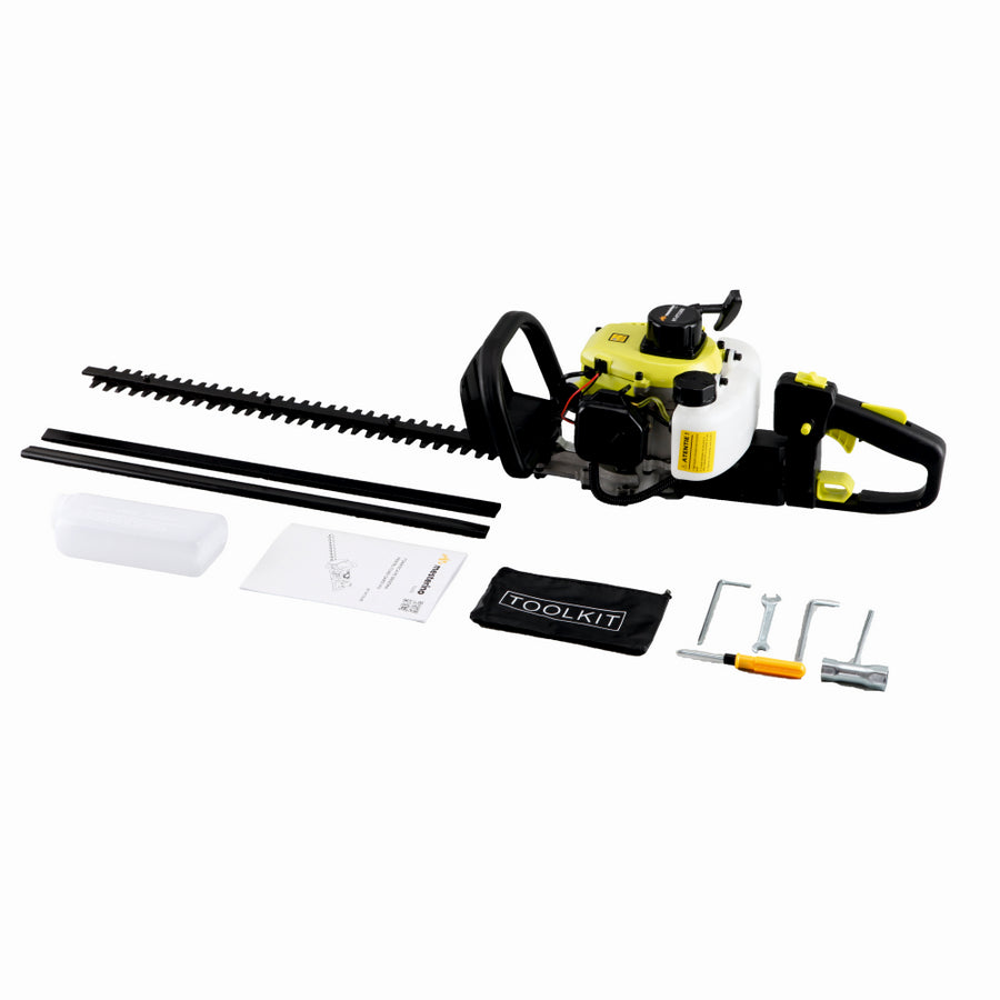 Foarfeca pe benzina pentru gard viu MESTERINO TOOLS NT-HT230B, motor 2 timpi, cilindree 22.5 cm3, putere 0.9 cai, lungime taiere 46 cm