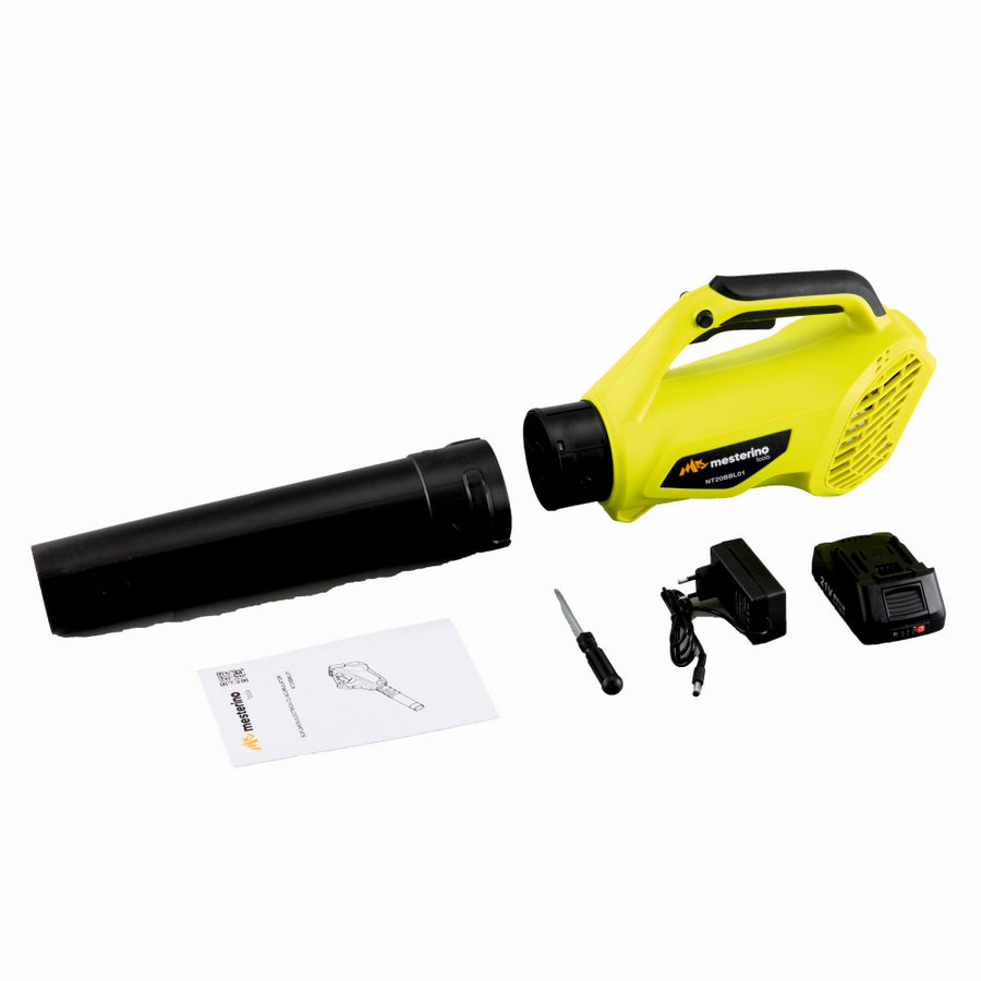 Suflanta frunze cu acumulator MESTERINO TOOLS NT20BBL01, putere 480W, debit 8.3 m3/minut, acumulator 2A / 21V, viteza aer 36 m/s