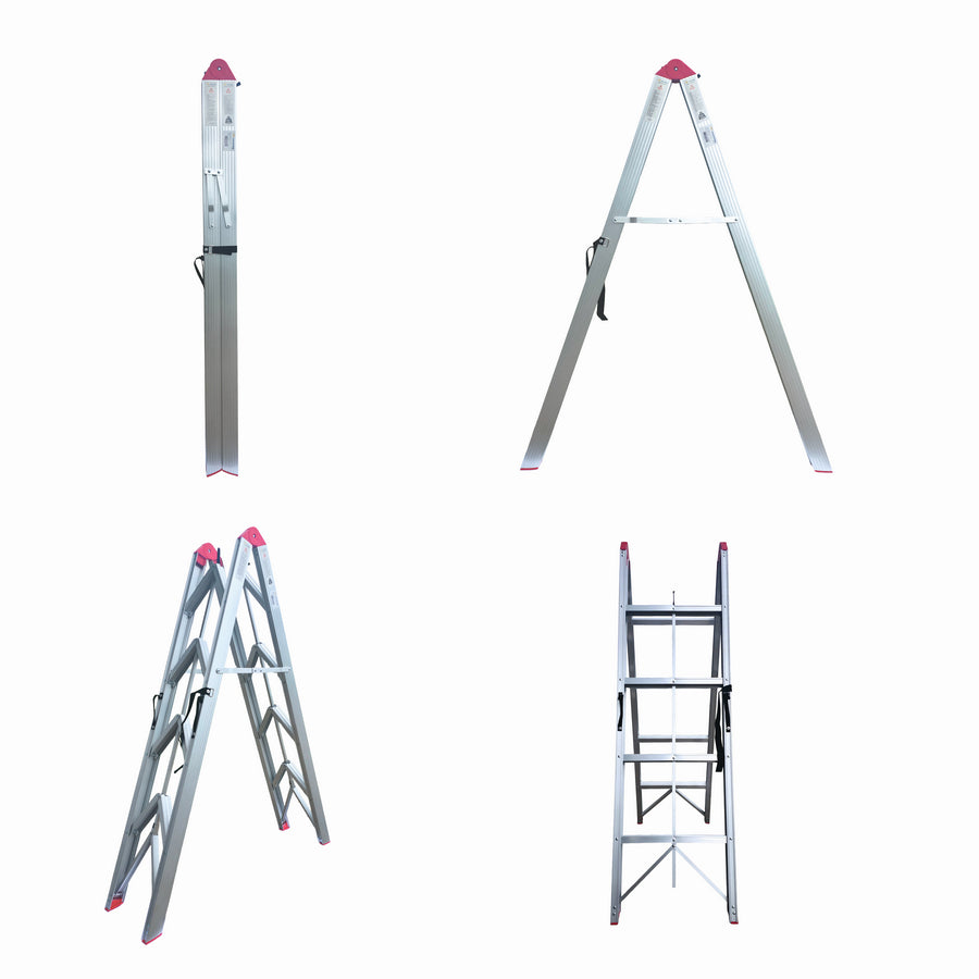 Scara pliabila ultracompacta din aluminiu MESTERINO TOOLS JL-308(2x4), 142x113x44 cm