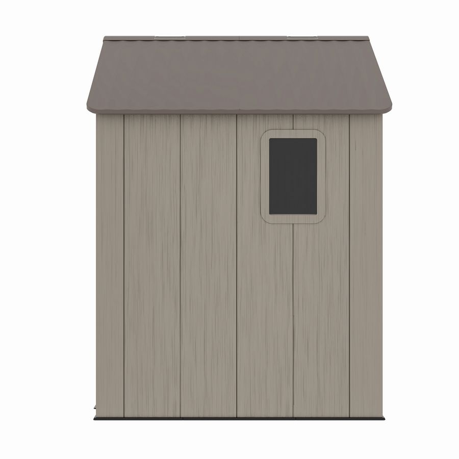Casuta / magazie de gradina din polietilena HDPE MESTERINO PLATO-A, usi si acoperis maro, pereti gri antracit, 250x180x242 cm, cu podea din plastic HDPE, cinci carlige si doua polite CADOU