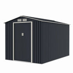 Casuta / magazie de gradina metalica MESTERINO Archer-Plus-C-3, gri/bej, 213x322x205 cm, cu usi culisante, baza metalica CADOU