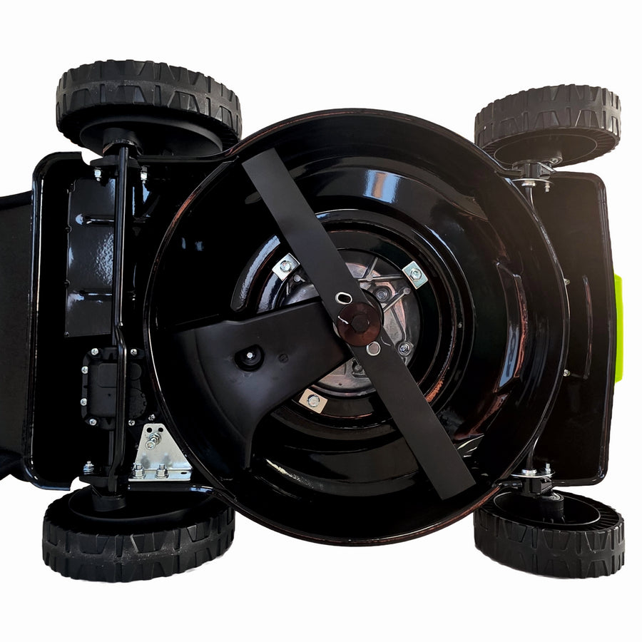 Masina tuns iarba/gazon autopropulsata MESTERINO BJXSM43-139, motor LONCIN 4 timpi, 3.3 cai, sasiu metal, latime taiere 43 cm, 8 nivele de taiere, sac colector 45 litri