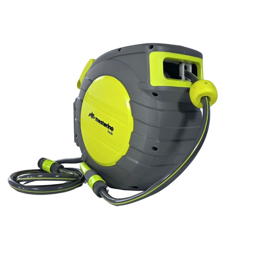 Furtun cu tambur retractabil automat 20m+2m MESTERINO TOOLS NW-J20, 1/2 inch, fixare pe perete