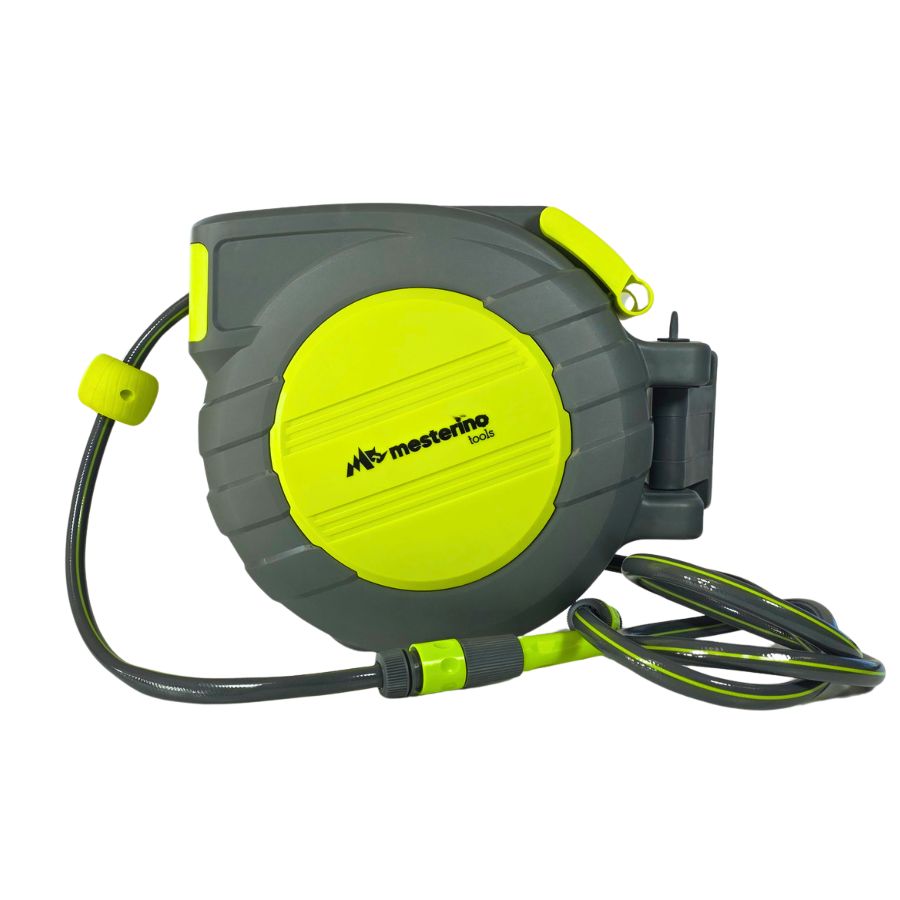 Furtun cu tambur retractabil automat 20m+2m MESTERINO TOOLS NW-J20, 1/2 inch, fixare pe perete
