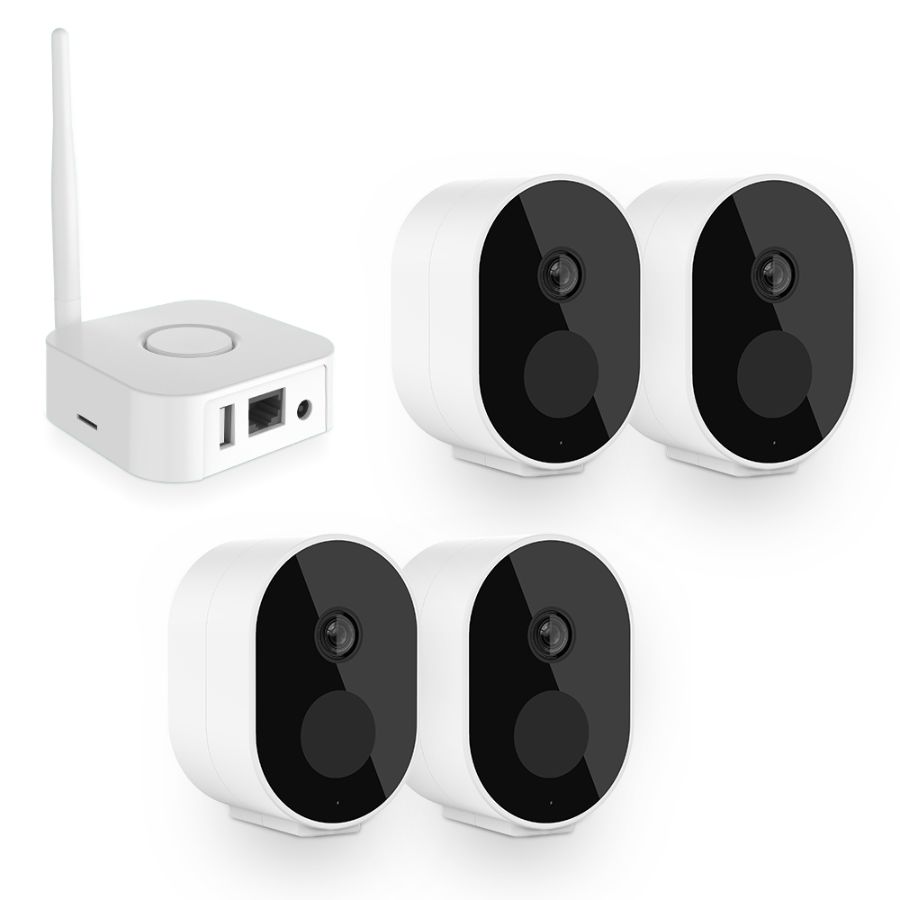 Kit mini NVR Video ANNKE N44WEH+I41DL*4, statie tip baza cu 4 camere interior/exterior 2MP, Full HD, baterie, rezistent la intemperii