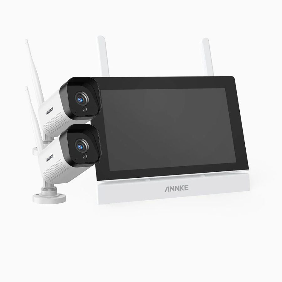 Sistem performant de supraveghere video ANNKE N44WET+I71GK*2, NVR cu ccran tactil 7 inch, 2 camere interior/exterior 3MP, Full HD, vedere nocturna IR, audio, rezistent la intemperii