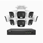 Sistem performant de supraveghere video ANNKE DW81KN+CR1CV*8, DVR 8 canale hibrid, 8 camere tip Bullet interior/exterior, 5MP, Ultra HD/2k+, lumina duala IR si alba, vedere nocturna, audio, rezistent la intemperii
