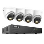 Sistem performant de supraveghere video ANNKE N98PBL+I51EM*4, PoE, NVR 8 canale, 4 camere tip Turret interior/exterior 5MP, Ultra HD/2k+, vedere nocturna IR, audio, rezistent la intemperii