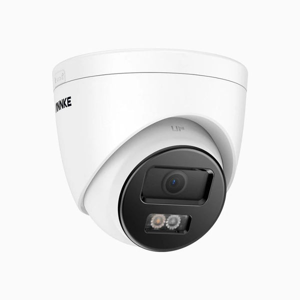 Sistem performant de supraveghere video ANNKE N98PBL+I51EM*4, PoE, NVR 8 canale, 4 camere tip Turret interior/exterior 5MP, Ultra HD/2k+, vedere nocturna IR, audio, rezistent la intemperii