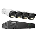 Sistem performant de supraveghere video ANNKE N98PBL+I51EL*4, PoE, NVR 8 canale, 4 camere tip Bullet interior/exterior 5MP, Ultra HD/2k+, vedere nocturna IR, audio, rezistent la intemperii