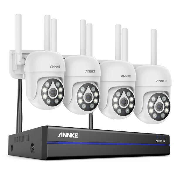 Sistem performant de supraveghere video WiFi ANNKE N98WHR+I51CP*4, NVR 8 canale, 4 camere tip Dome interior/exterior 5MP, Ultra HD/2k+, vedere nocturna IR, audio, rezistent la intemperii