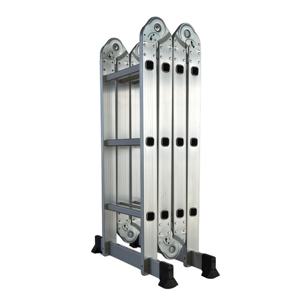 Scara multifunctionala din aluminiu cu balama 4X3 trepte MESTERINO TOOLS MTJL201-4X3, 3.6 metri, greutate maxima 150 kg