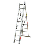 Scara combinata din aluminiu 3X9 trepte MESTERINO TOOLS MTJL207-3X9, 5.93 metri, greutate maxima 150 kg