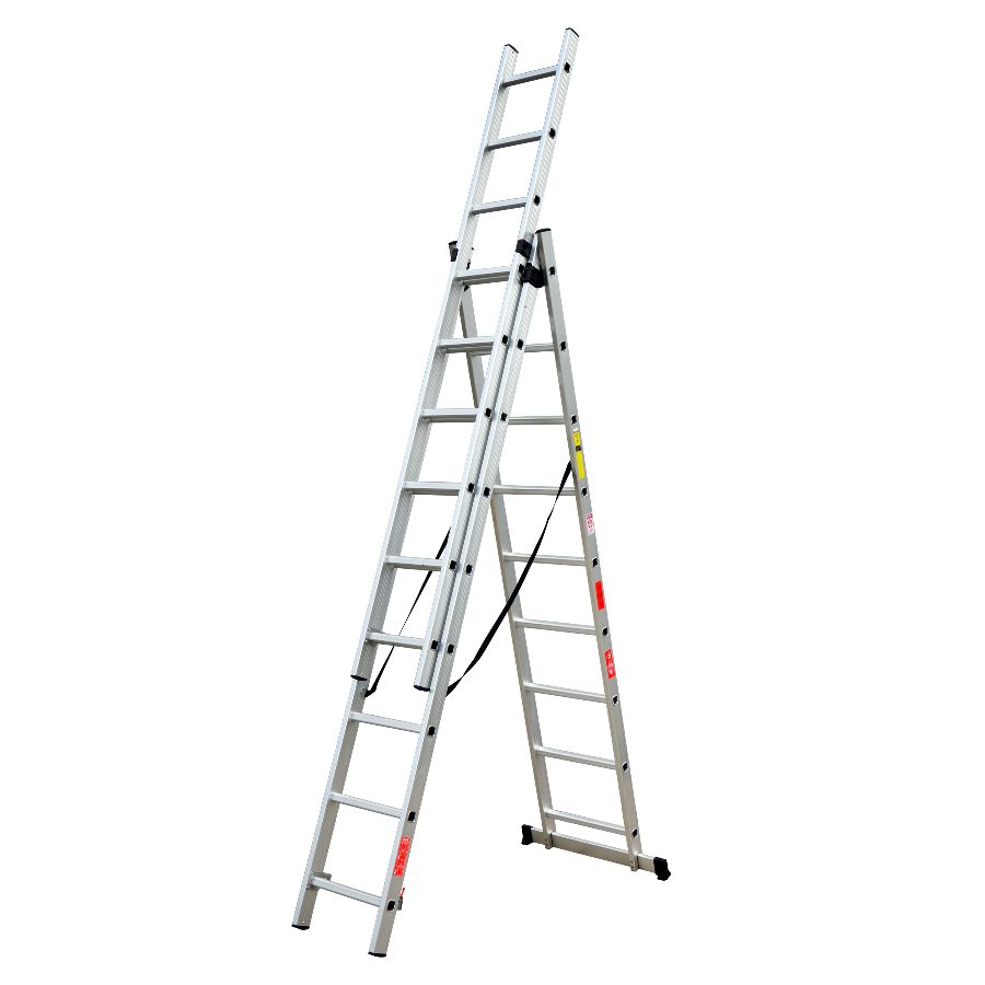 Scara combinata din aluminiu 3X9 trepte MESTERINO TOOLS MTJL207-3X9, 5.93 metri, greutate maxima 150 kg