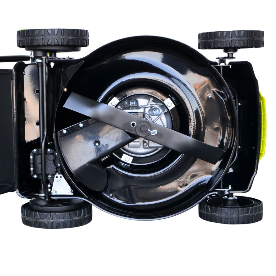 Masina tuns iarba/gazon autopropulsata MESTERINO BJXSM46-139, motor LONCIN 4 timpi, 3.3 cai, sasiu metal, latime taiere 46 cm, 8 nivele de taiere, sac colector 55 litri