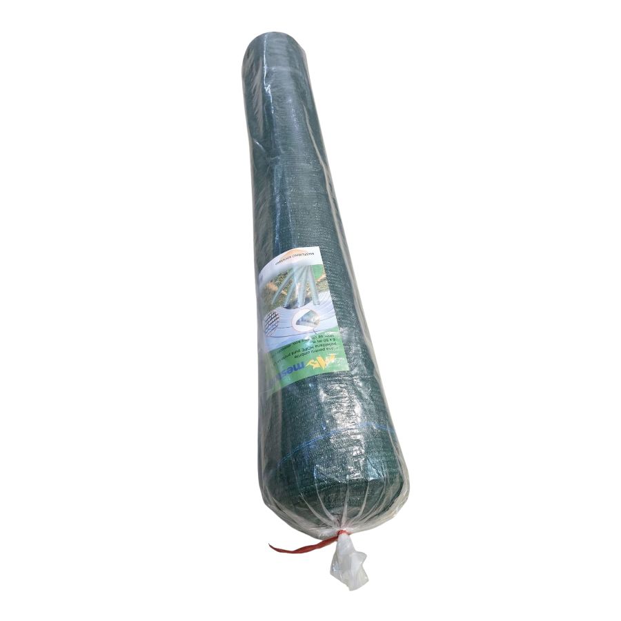 Plasa pentru umbrire, polietilena HDPE pura, MESTERINO 35085035, 8 m X 50 m, grad de umbrire 35%, densitate 35g/mp, verde inchis, protectie UV/IR
