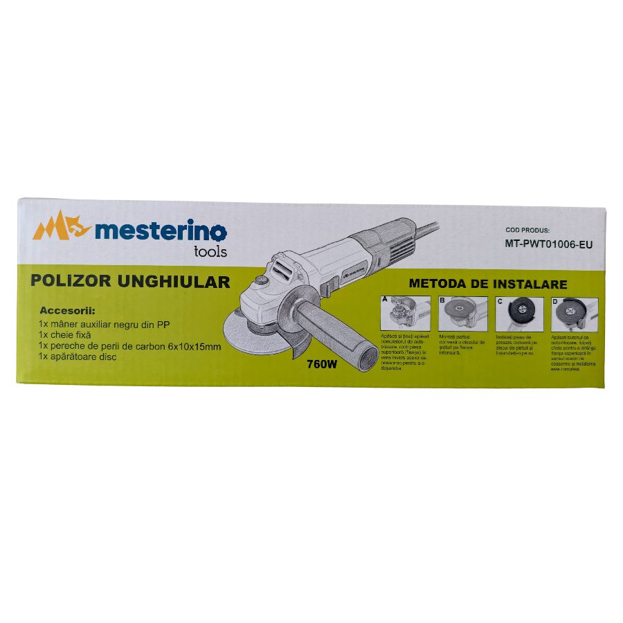 Polizor unghiular MESTERINO TOOLS MT-PWT01006-EU, 760 W, 11000 RPM, disc 115 mm