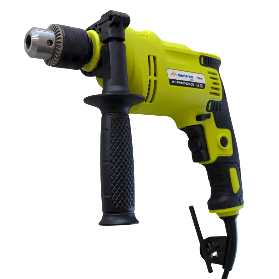 Masina de gaurit cu percutie MESTERINO TOOLS MT-PWT01020-EU, 750 W, 3000 RPM, 48000 BPM, mandrina de maxim 13 mm