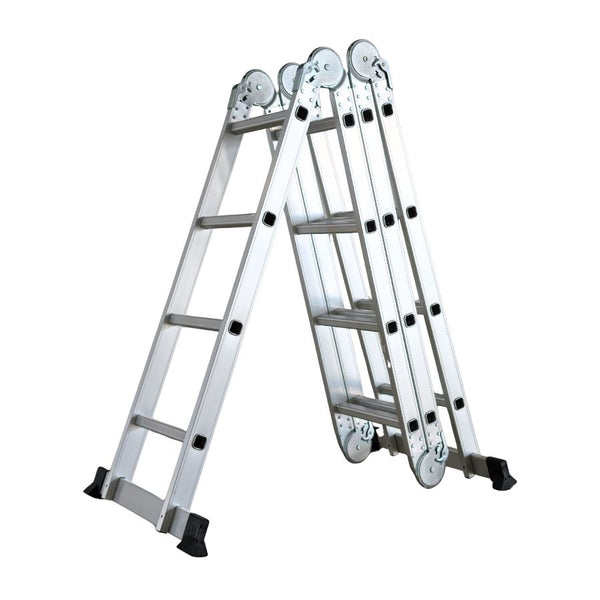 Scara multifunctionala din aluminiu cu balama 4X4 trepte MESTERINO TOOLS MTJL202-4X4, 4.67 metri, greutate maxima suportata 150 kg