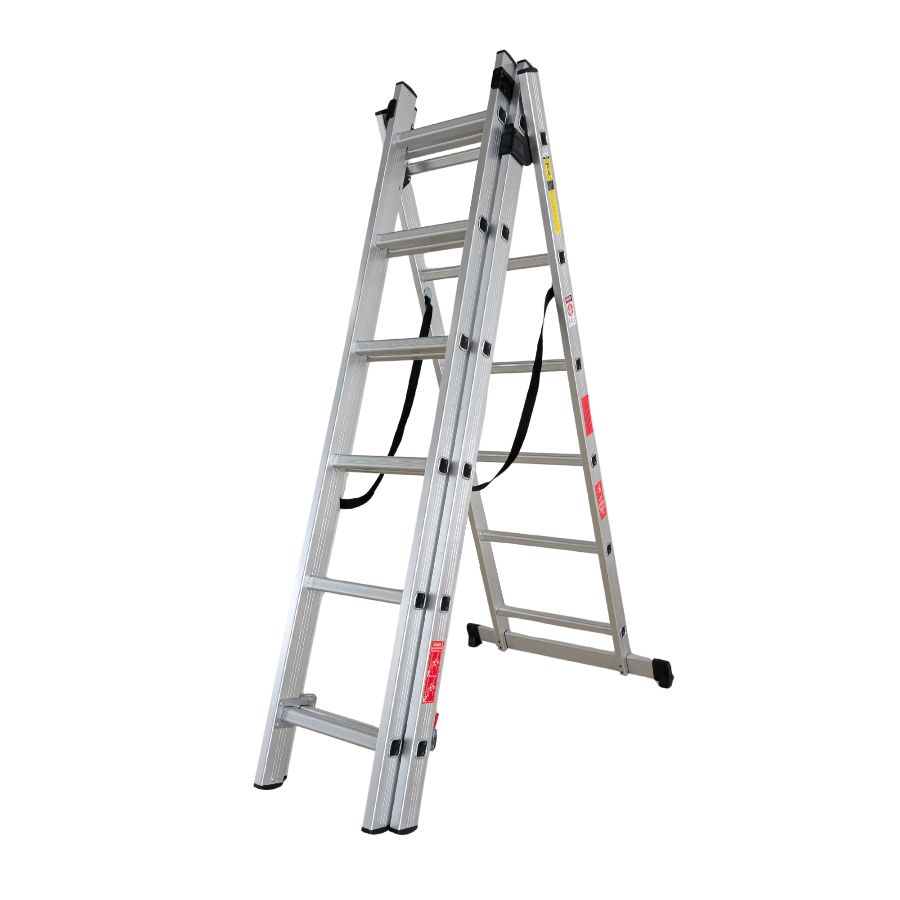 Scara combinata din aluminiu 3X6 trepte MESTERINO TOOLS MTJL207-3X6, 3.4 metri, greutate maxima suportata 150 kg