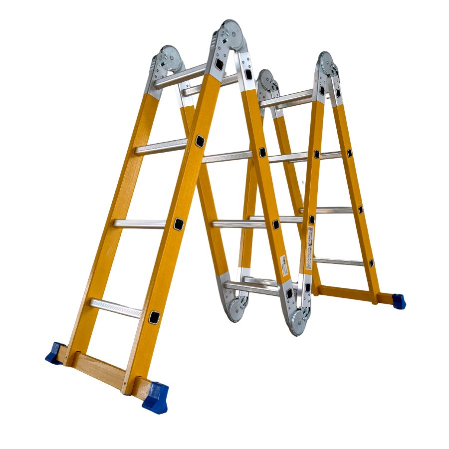 Scara multifunctionala din fibra de sticla MESTERINO TOOLS MTJL-404B, 4x4 trepte, 4.72 metri, greutate maxima suportata 150 kg