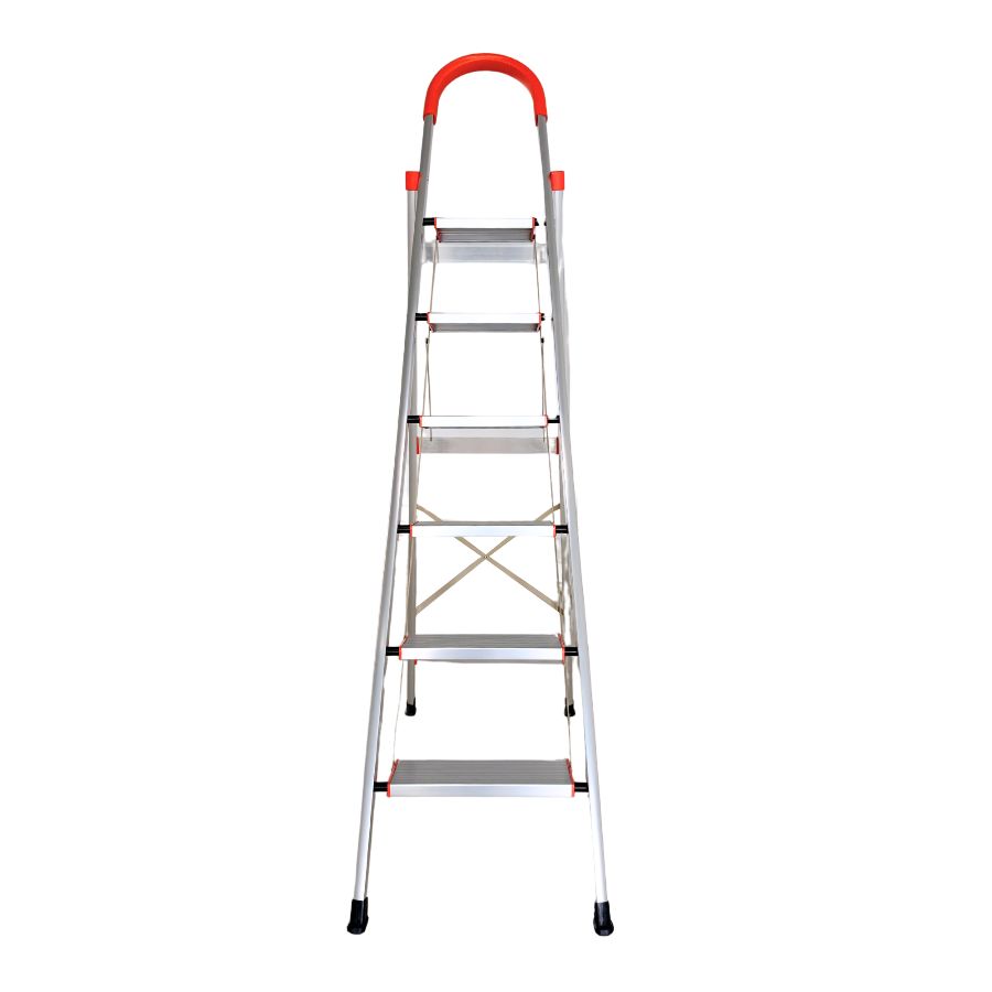 Scara pliabila din aluminiu tip D MESERINO TOOLS MTJL-301-6T, 6 trepte, 1.9 metri, greutate maxima suportata 150 kg