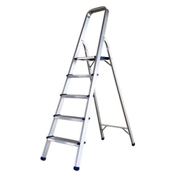 Scara pliabila din aluminiu cu platforma MESTERINO TOOLS MTJL-302-1x5, 5 trepte, 1.5 metri, greutate maxima suportata 120 kg