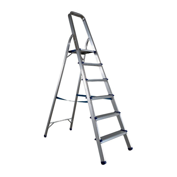 Scara pliabila din aluminiu cu platforma MESTERINO TOOLS MTJL-302-1x6, 6 trepte, 1.7 metri, greutate maxima suportata 150 kg