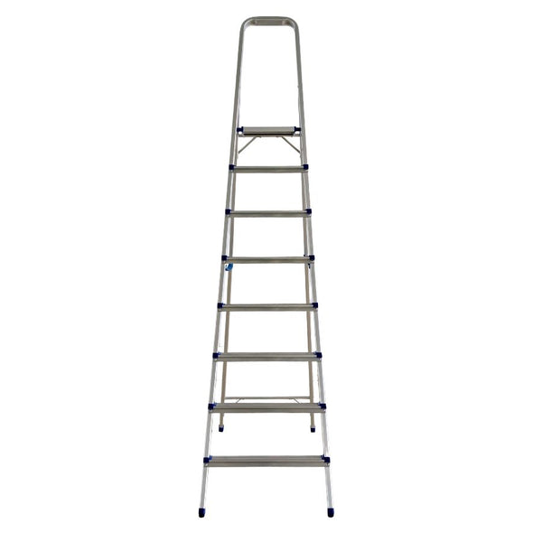 Scara pliabila din aluminiu cu platforma MESTERINO TOOLS MTJL-302-1x8, 8 trepte, 2.1 metri, greutate maxima suportata 150 kg