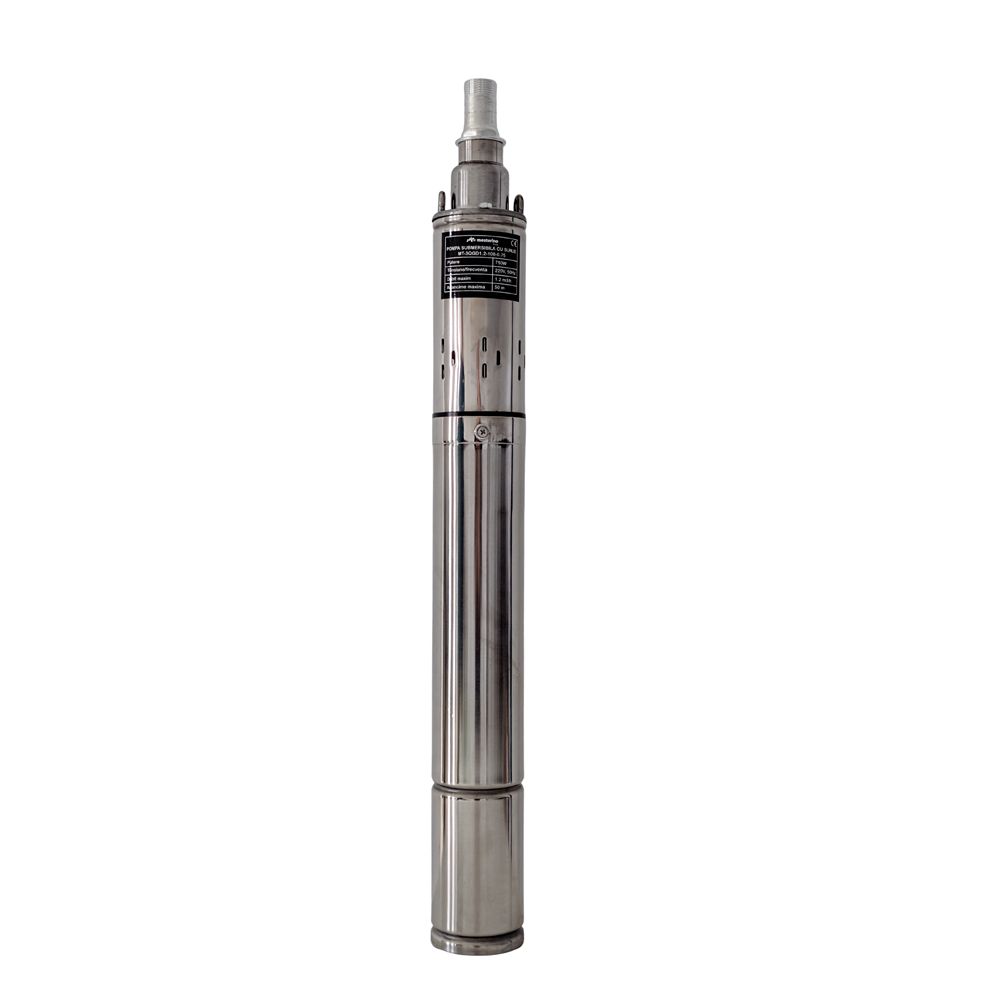 Pompa submersibila cu surub MESTERINO TOOLS MT-3QGD1.2-100-0.75, corp INOX, 750 W, debit maxim 1.2 m3/h, adancime maxima 50 m, cablu 10 m