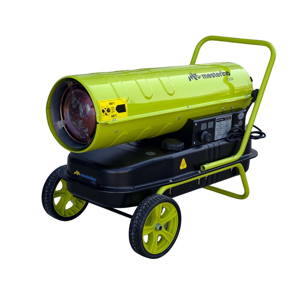 Tun de caldura pe motorina MESTERINO MTRY-70, putere 70 KW, ventilator 240 W, volum aer 1100 m3/h, capacitate rezervor combustivil 38 litri